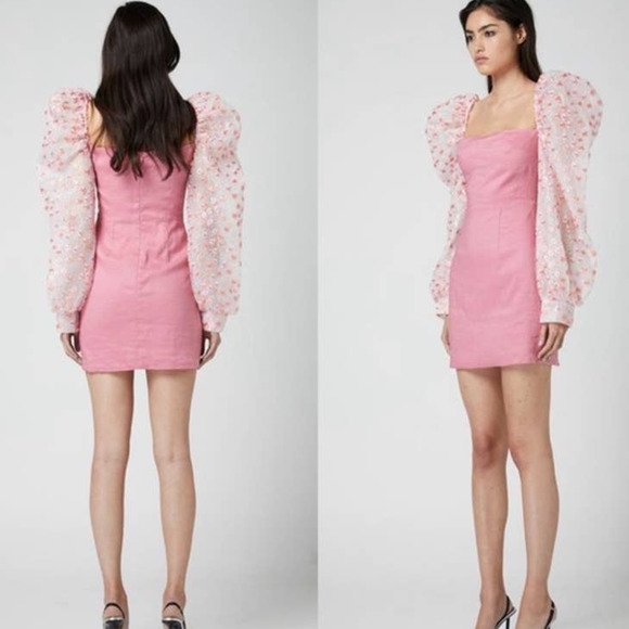 Atoir Womens Madison Mini Dress Primrose Pink US 10 Puff Sleeve Barbiecore - Picture 3 of 13